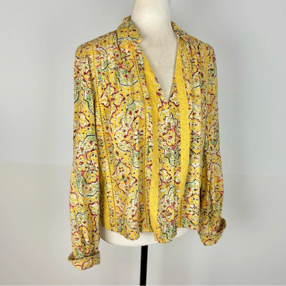 Pilcro yellow Pintuck Peasant blouse - Picture 4 of 10